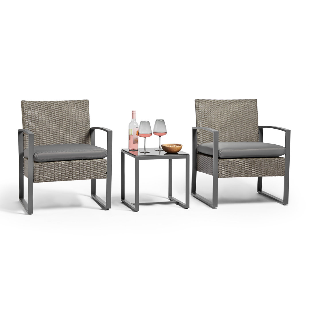 VonHaus Rattan 2 - Person Seating Group Grey 2